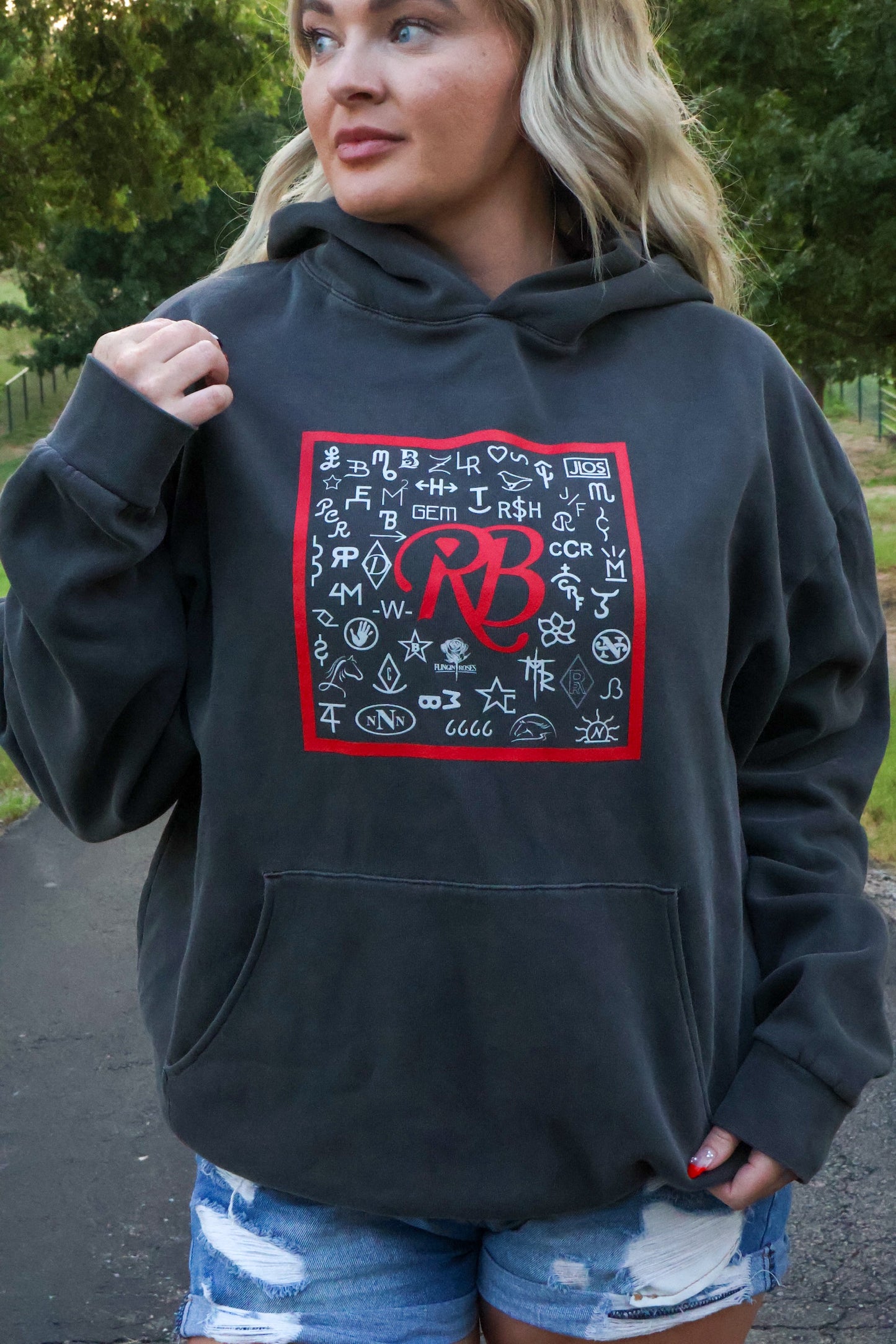 Ruby Buckle Black Brand Hoodie