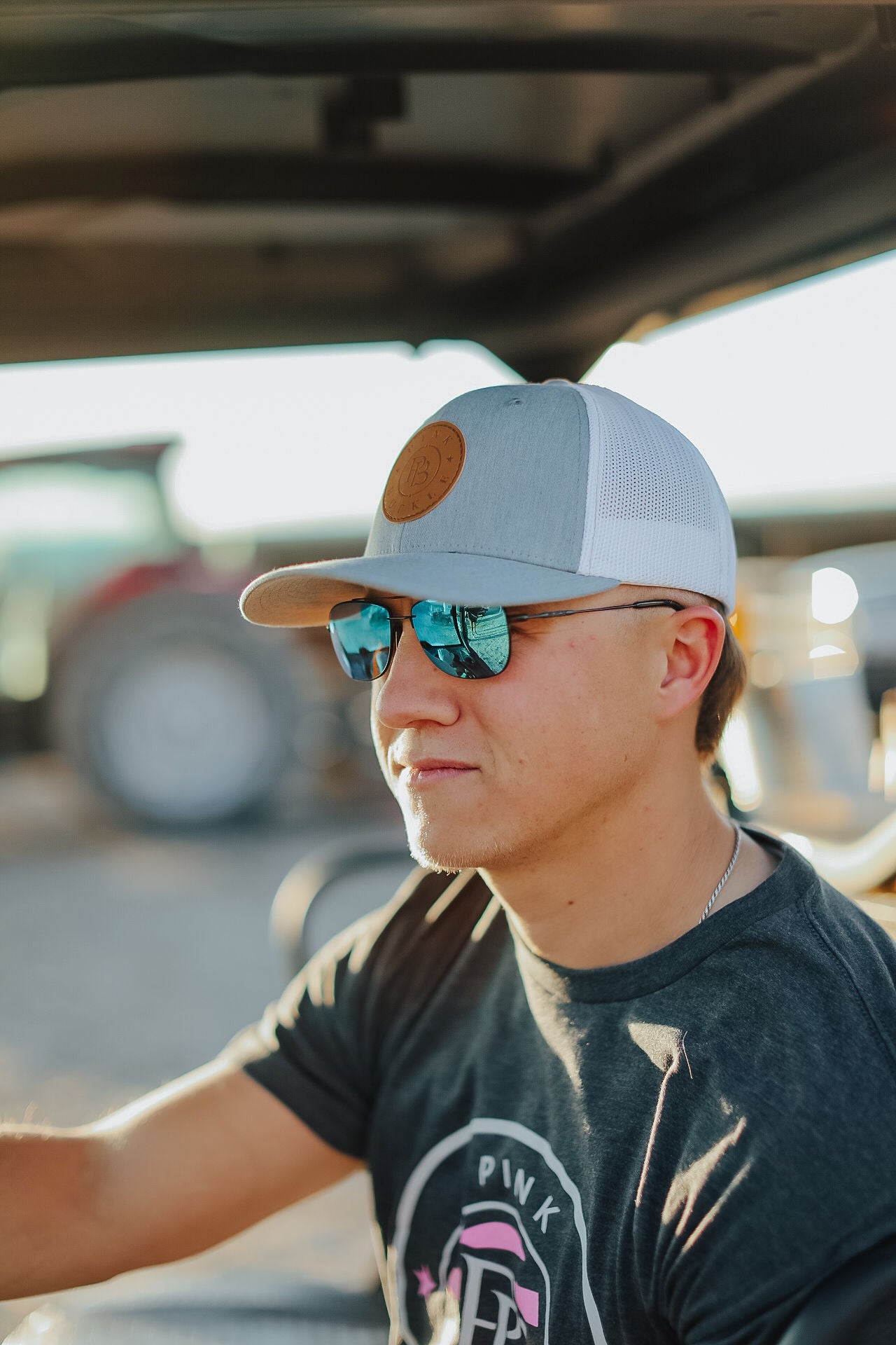 Hat- PB Grey Leather Patch Flex