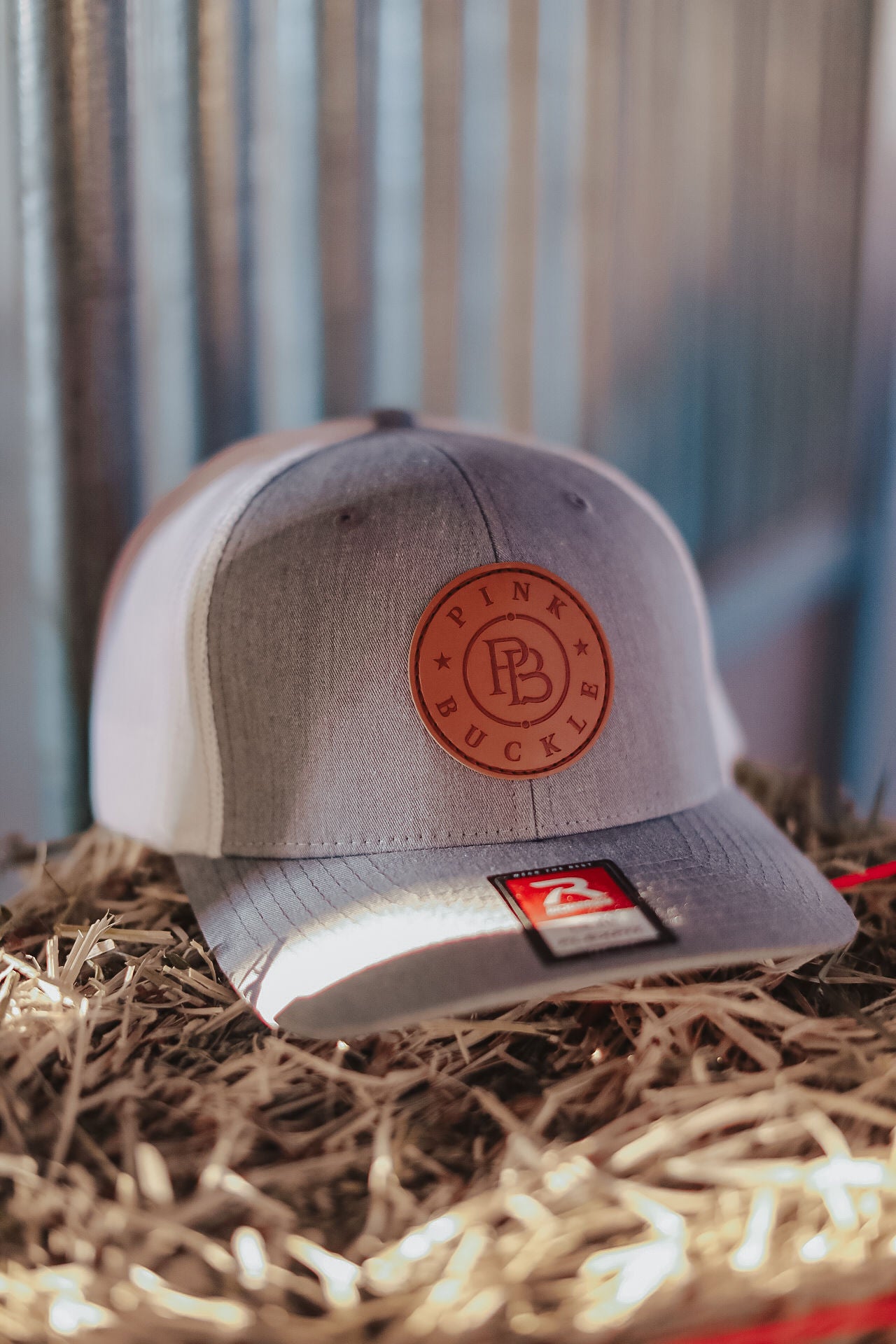 Hat- PB Grey Leather Patch Flex
