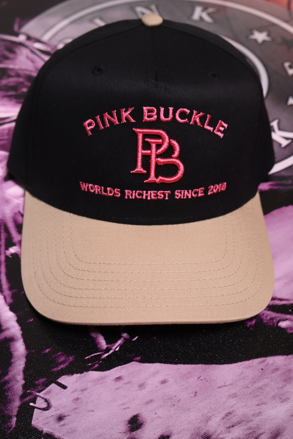 Two Tone Pink Buckle Hat Black