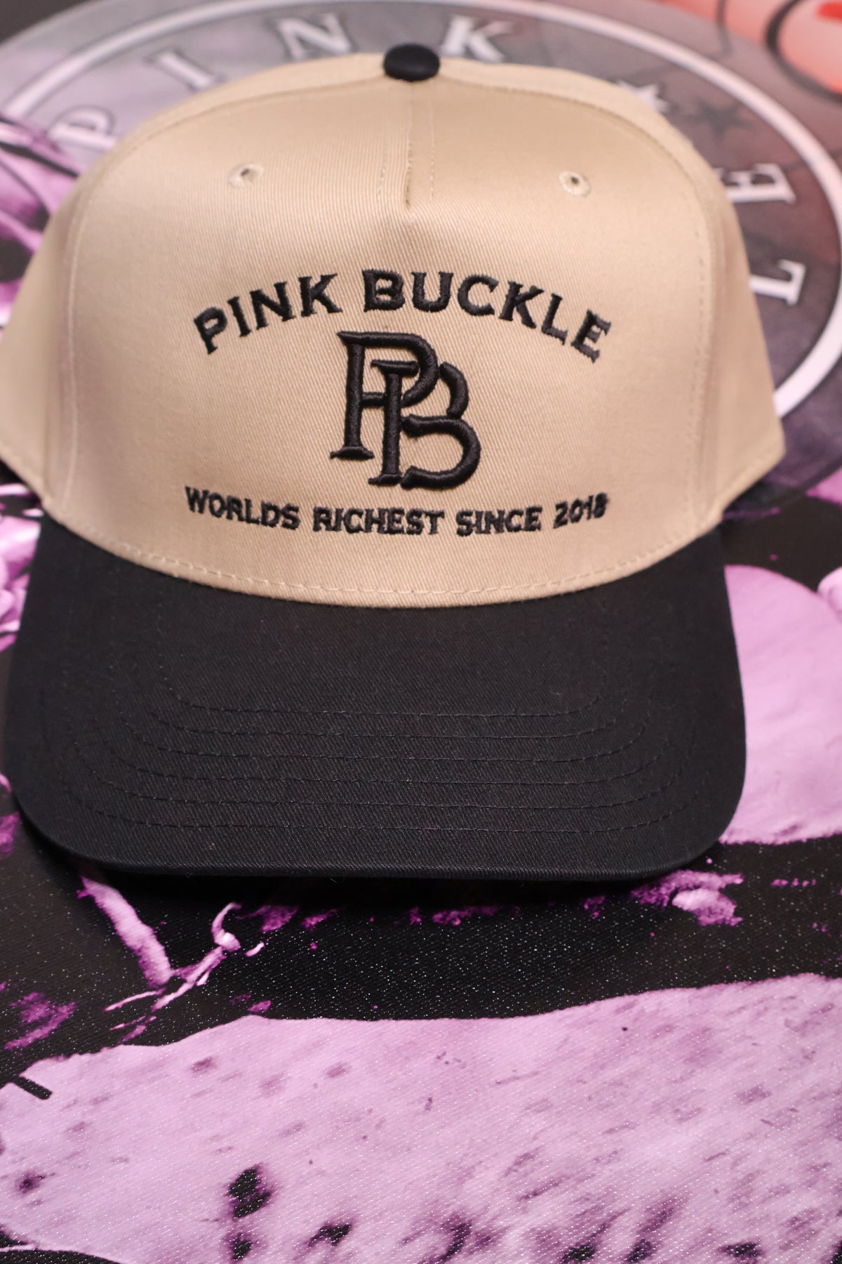 Two Tone Pink Buckle Hat Cream