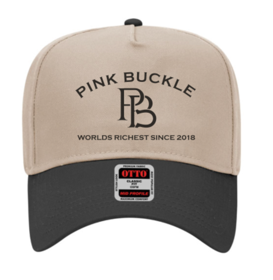 Two Tone Pink Buckle Hat Cream