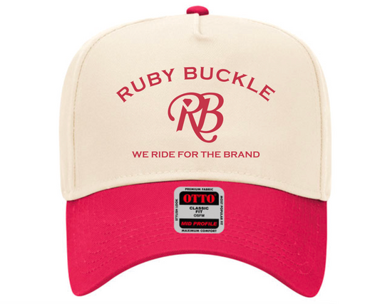 Ruby Buckle Red & Cream Hat