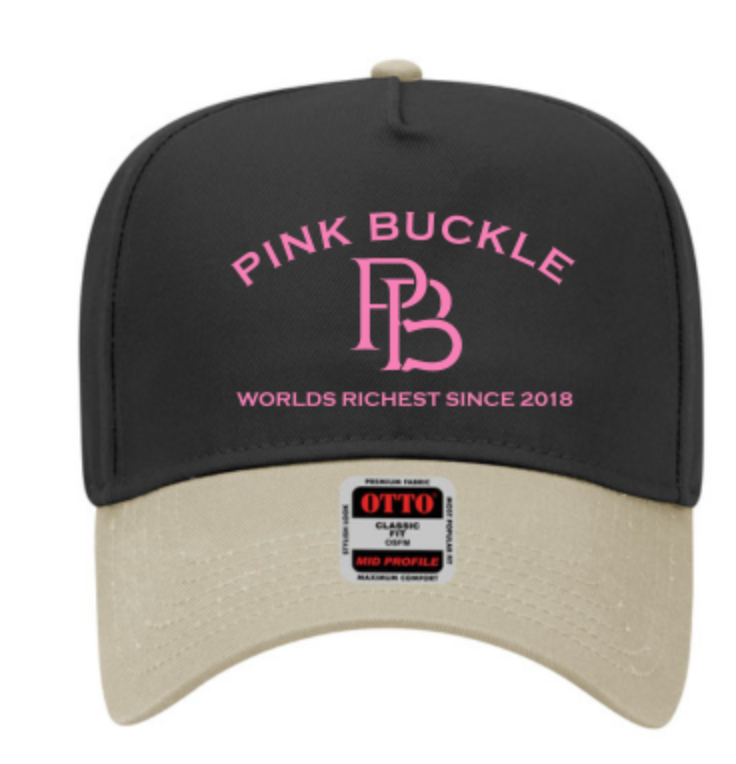 Two Tone Pink Buckle Hat Black