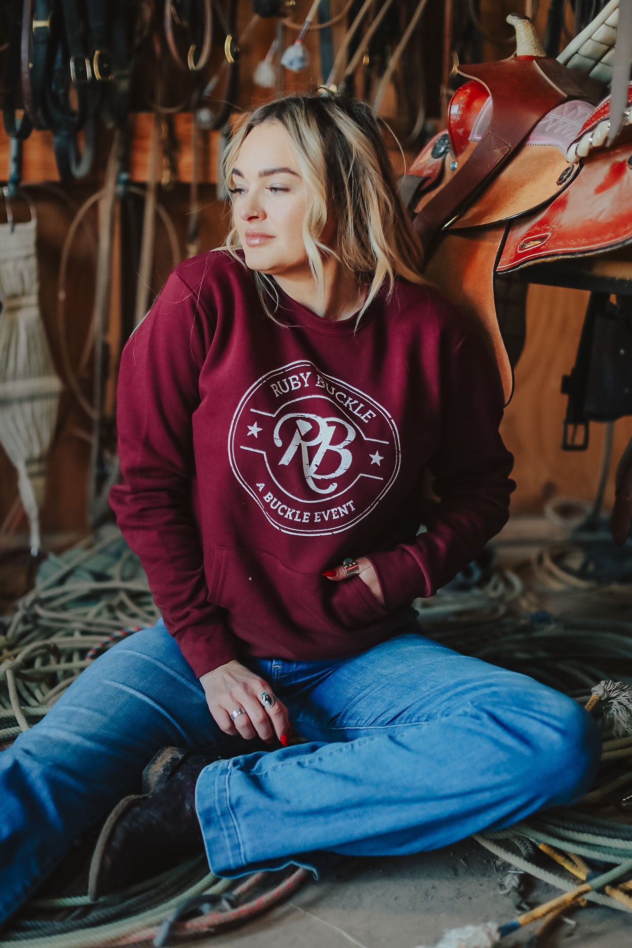 Ruby Buckle Red Pullover